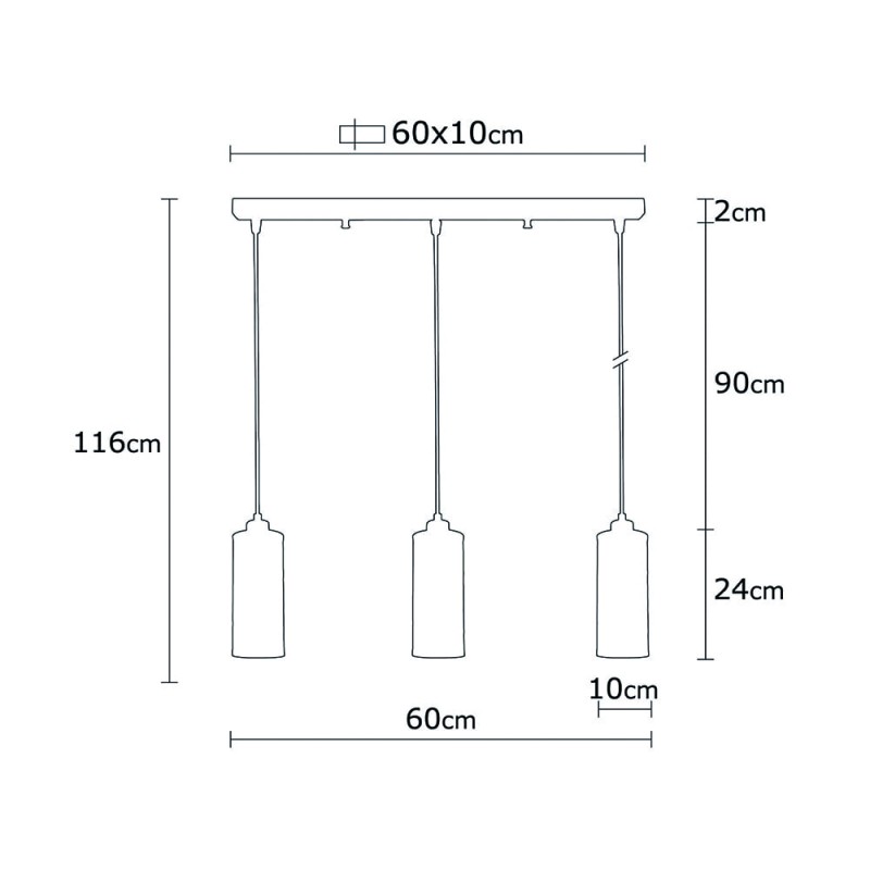 Model 13 Deco 3-Light Tracking Pendant Lamp Black
