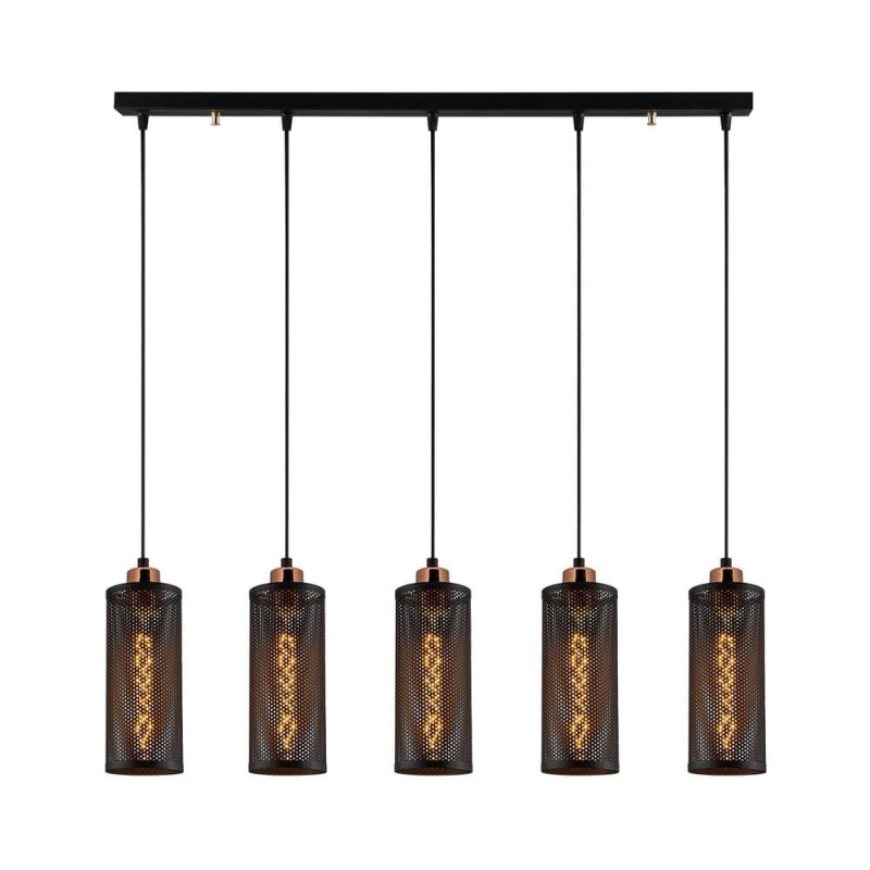 Suspension Réglette Modèle 13 Deco 5 Lumières Noire