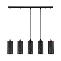 Suspension Réglette Modèle 13 Deco 5 Lumières Noire