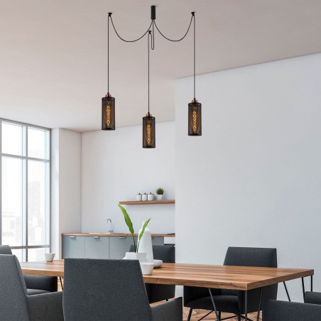 Model 13 Deco 3-Light Pendant Lamp Black Displaced