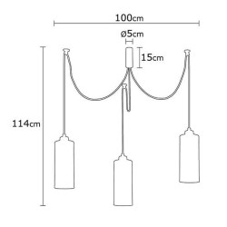 Model 13 Deco 3-Light Pendant Lamp Black Displaced