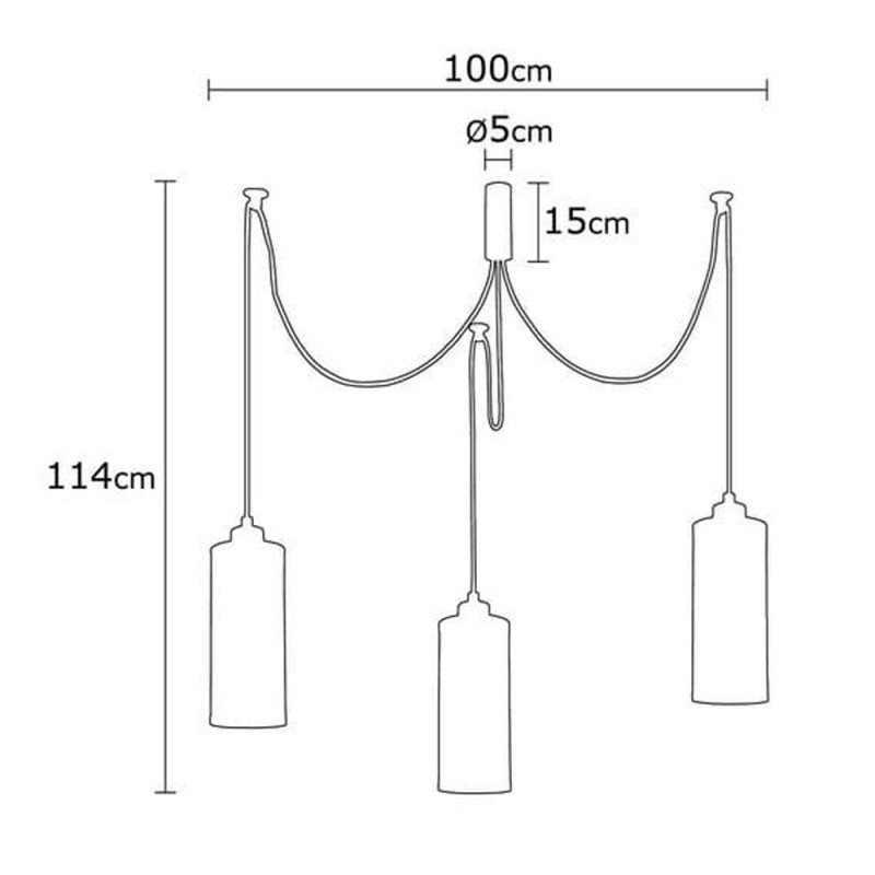 Model 13 Deco 3-Light Pendant Lamp Black Displaced