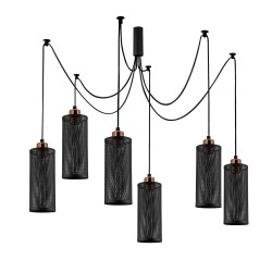 Model 13 Deco 6-Light Pendant Lamp Black Displaced