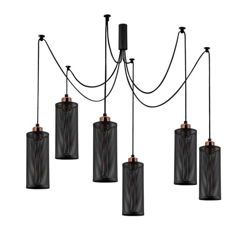 Model 13 Deco 6-Light Pendant Lamp Black Displaced