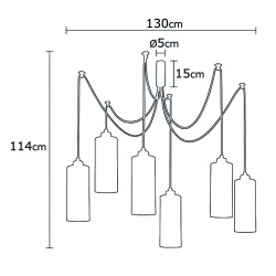 Model 13 Deco 6-Light Pendant Lamp Black Displaced