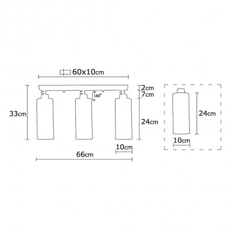 Réglette Modèle 13 Deco 3 Lumières Noire