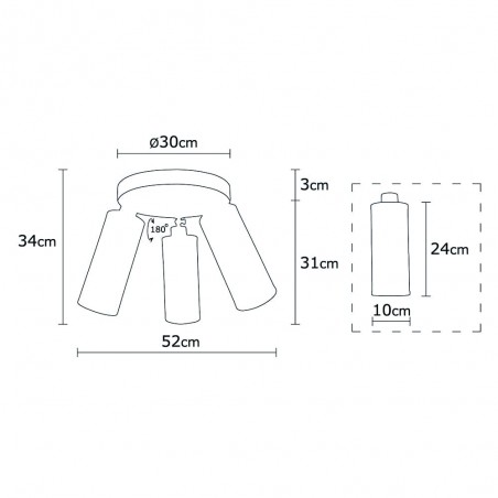 Plafonnier Modèle 13 Déco 1 Lumière Noir