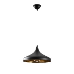 Model 23 Deco Black Pendant Lamp Golden Interior