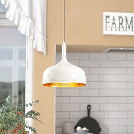 Model 26 Deco White Pendant Lamp Golden Interior