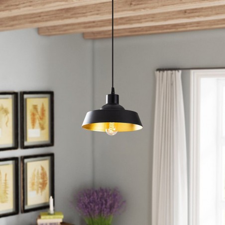 Model 29 Deco Black Pendant Lamp Golden Interior