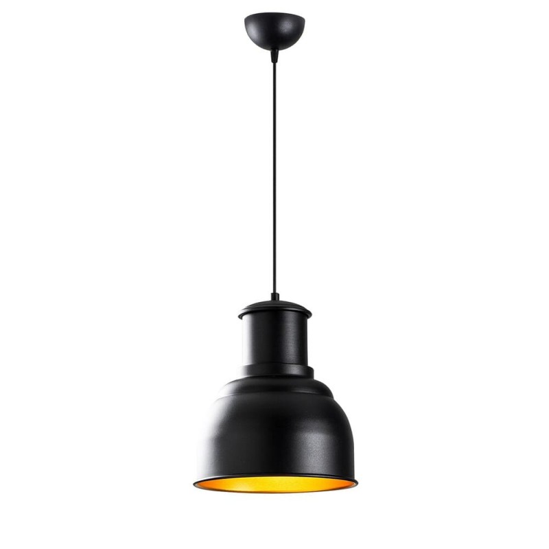 Model 28 Deco Black Pendant Lamp Golden Interior