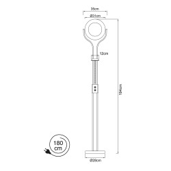 Lampadaire Garona LED 20W+5W Nickel