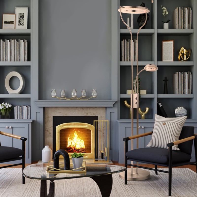 Garona LED Floor Lamp 20W+5W Antique Brass