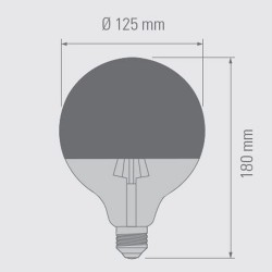 E27 Light Bulb G125 6W 2700K Half Mirror Copper