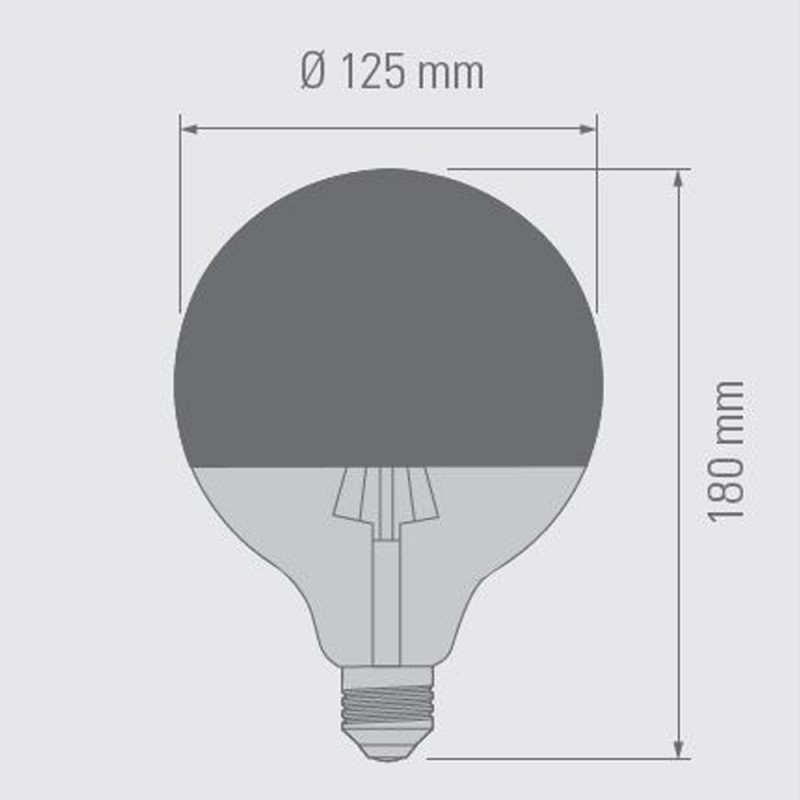 E27 Light Bulb G125 6W 2700K Half Mirror Copper