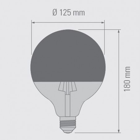 E27 Light Bulb G125 6W 2700K Half Mirror Copper