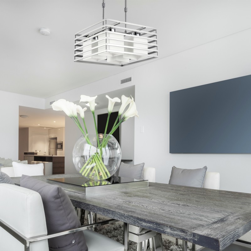 Cell Pendant Light Silver Square