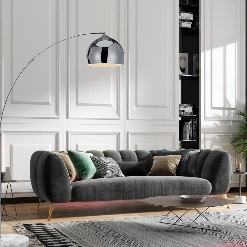 Salón decorado con Lámpara de pie Noova cromada 1xE27