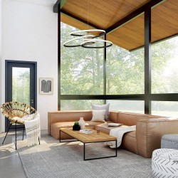 Salon moderno y acogedor decorado con Lámpara de techo Dina 50W