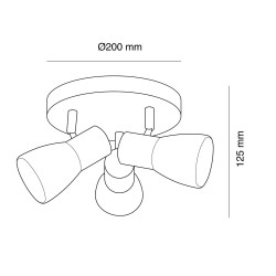 Cota Plafón Lan redondo con tres focos