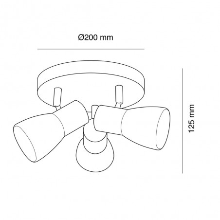 Cota Plafón Lan redondo con tres focos