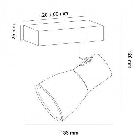 Cota Plafón Lan con un foco