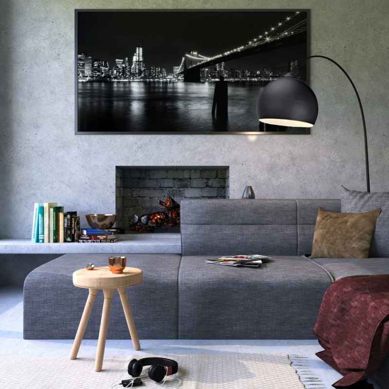 Salón decorado con Lámpara de pie Noova negro 1xE27