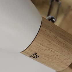 detalle madera Plafón Lan redondo con tres focos