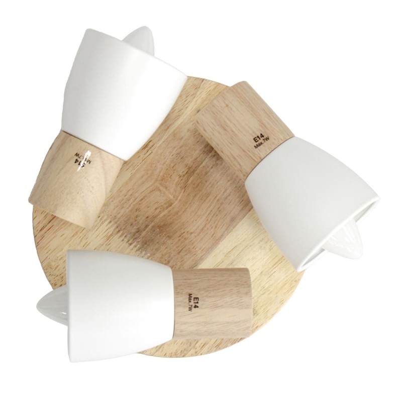 Plafón Lan redondo con tres focos vista cenital