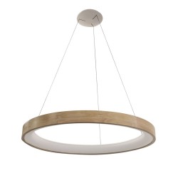 Lámpara de techo led Mad 56W madera natural vista a tres cuartos
