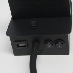 Detalle Aplique LED Rob2 5W+3W USB y cargador wireless