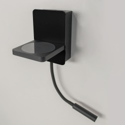 Aplique LED Rob2 5W+3W USB y cargador wireless instalado en pared