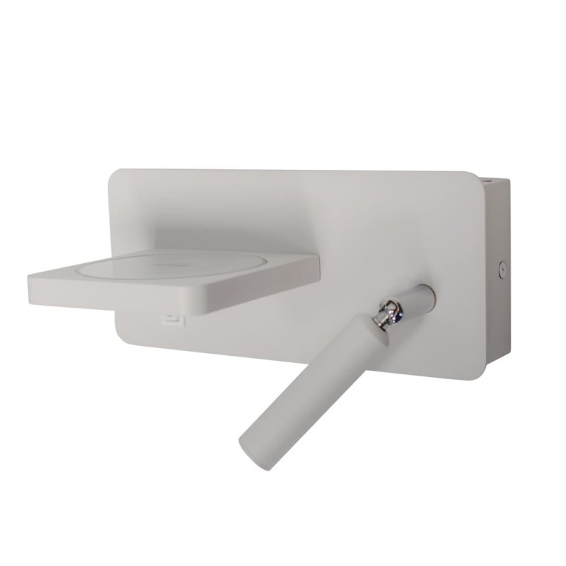 Aplique LED Rob 5W+3W USB y cargador wireless vista tres cuartos