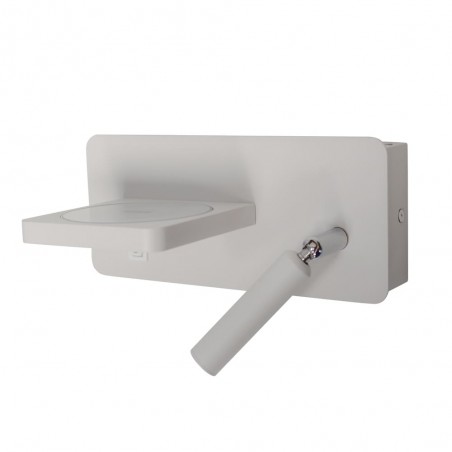 Aplique LED Rob 5W+3W USB y cargador wireless vista tres cuartos