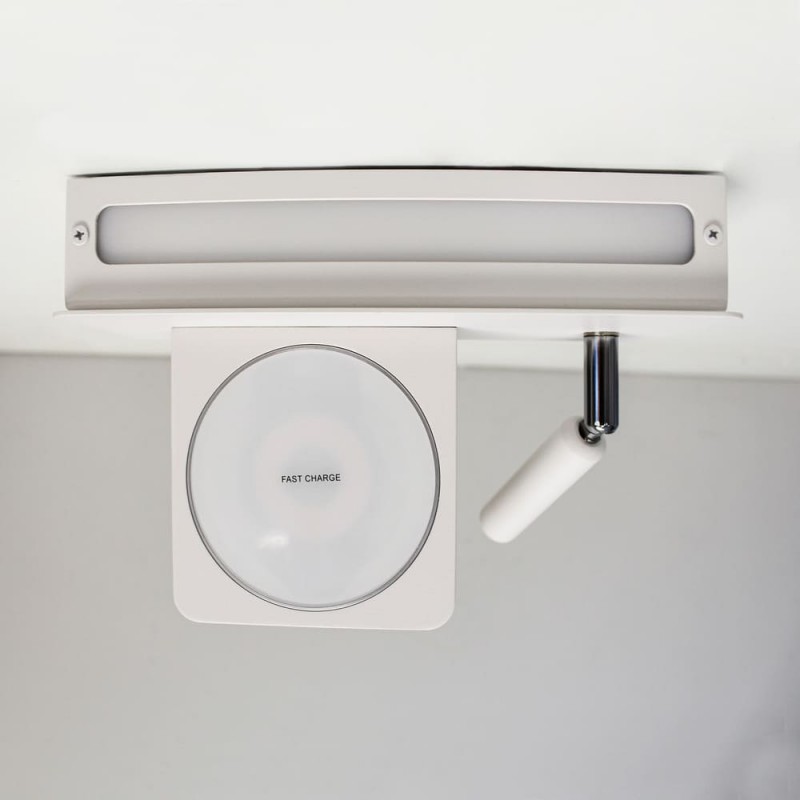 Aplique LED Rob 5W+3W USB y cargador wireless vista cenital