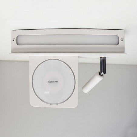 Aplique LED Rob 5W+3W USB y cargador wireless vista cenital
