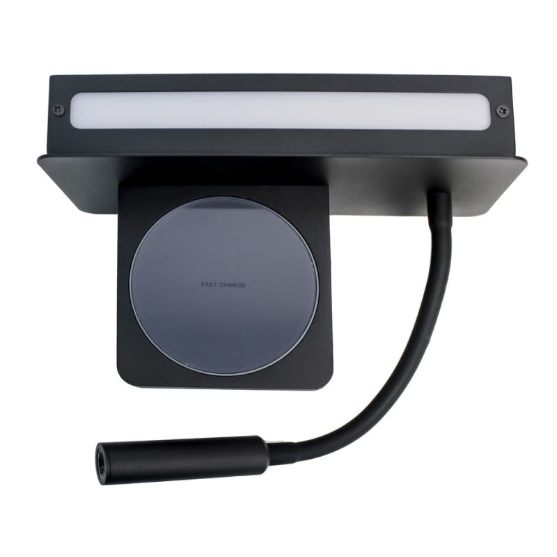 Vista cenital Aplique LED Rob2 5W+3W USB y cargador wireless