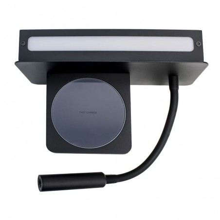 Vista cenital Aplique LED Rob2 5W+3W USB y cargador wireless