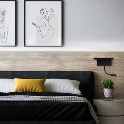 Habitación moderna decorada con el Aplique LED Rob2 5W+3W USB y cargador wireless