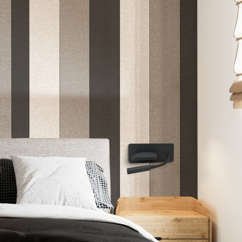 Dormitorio moderno decorado con Aplique LED Rob2 5W+3W USB y cargador wireless