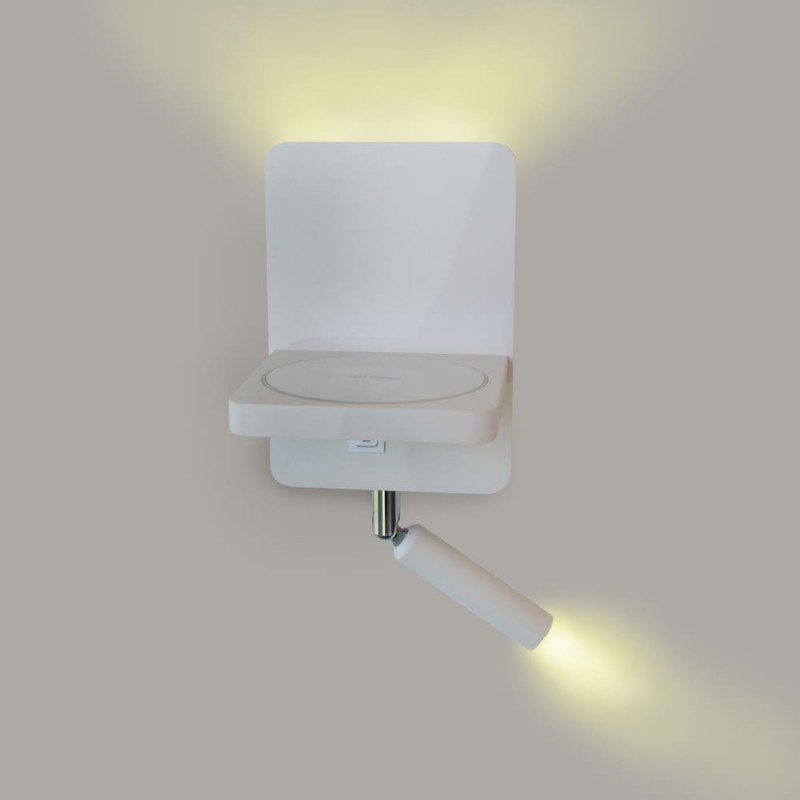 Aplique LED Rob 5W+3W USB y cargador wireless doble encendido