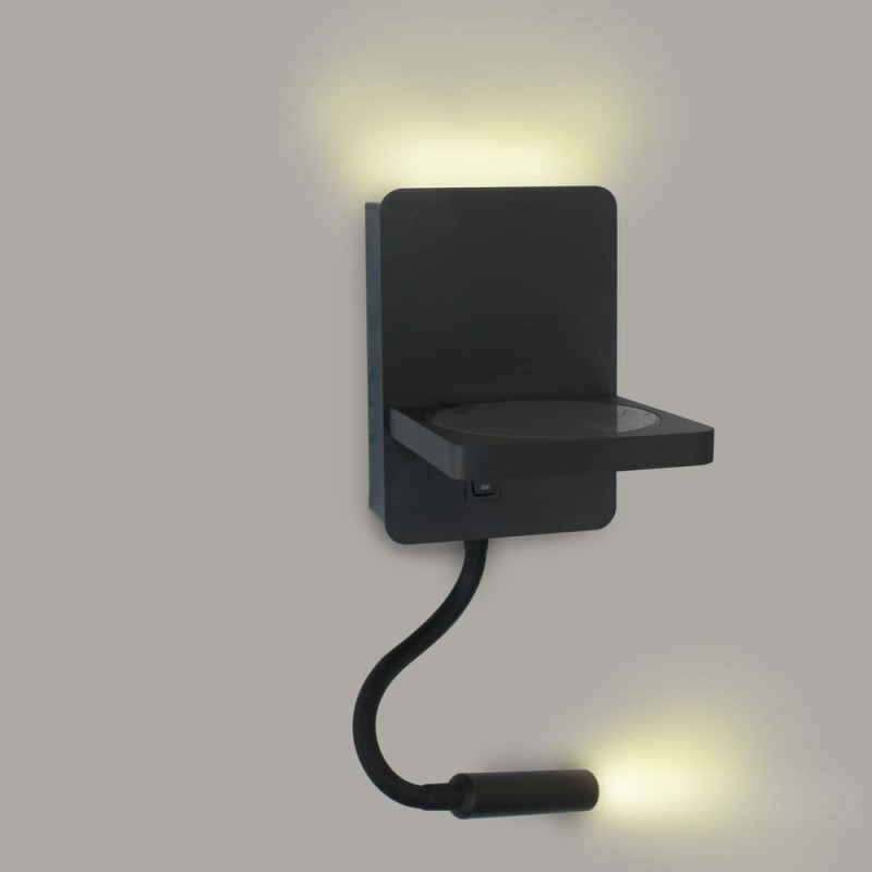 Doble encendido Aplique LED Rob2 5W+3W USB y cargador wireless