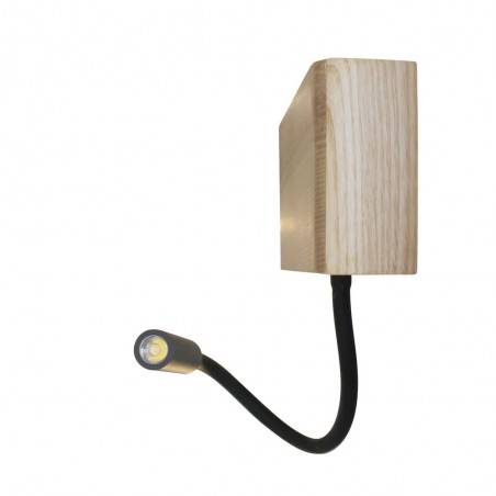 Aplique LED Madera Ravel 5W+3W USB visto de perfil