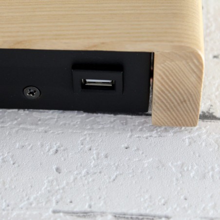 Detalle USB del  Aplique LED Madera Ravel 5W+3W