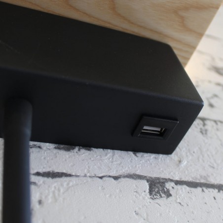 Detalle del USB del Aplique LED de Madera Bach 5W+3W con USB