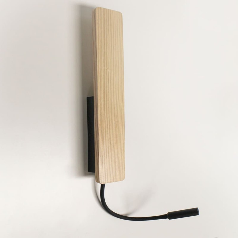 Aplique LED Madera Renoir 5W+3W USB vista a tres cuartos