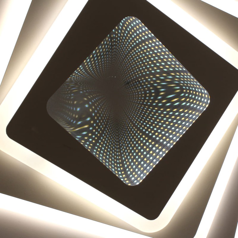 Detalle del efecto 3D del cristal del Plafón Smart Mei 3D 135W 3CCT regulable encendido con luz neutra