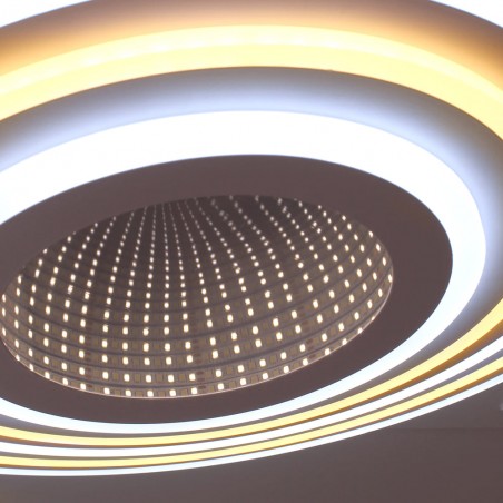 Detalle del efecto 3D del Plafón Smart Mei 3D 125W 3CCT regulable con iluminación combinada fría
