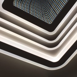 Detalle efecto 3D con iluminación combinada de tono neutro del Plafón Smart Otie 2 135W 3CCT regulable