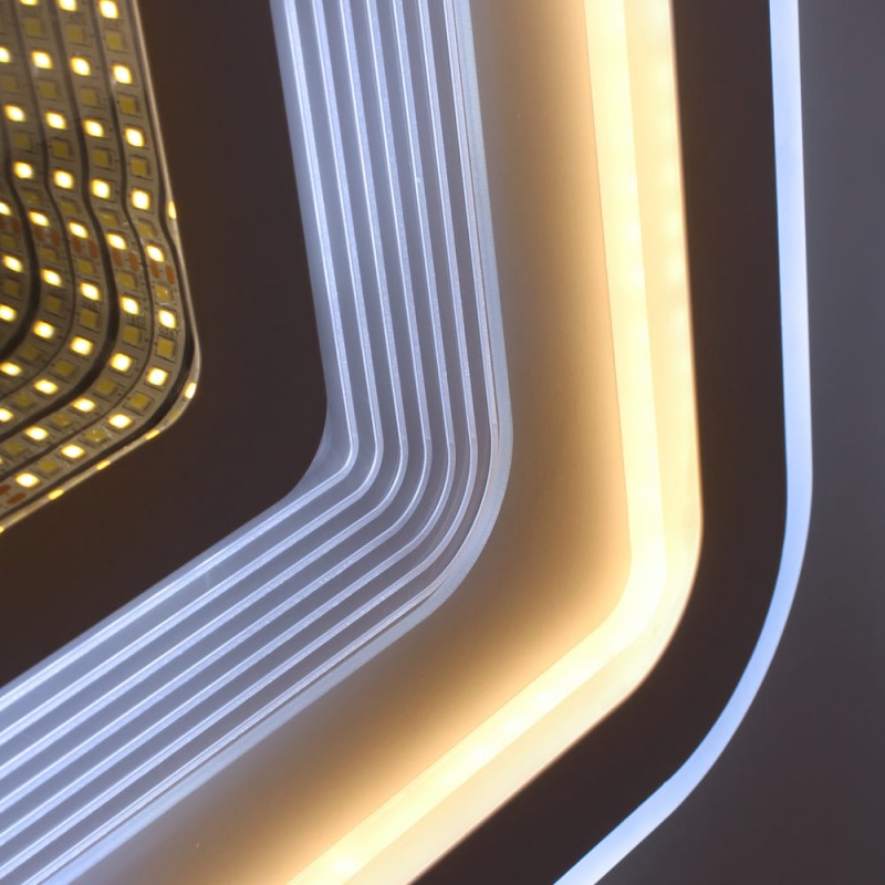 Detalle del Plafón Smart Otie 3D 90W 3CCT regulable encendido con luz combinada en tono frío